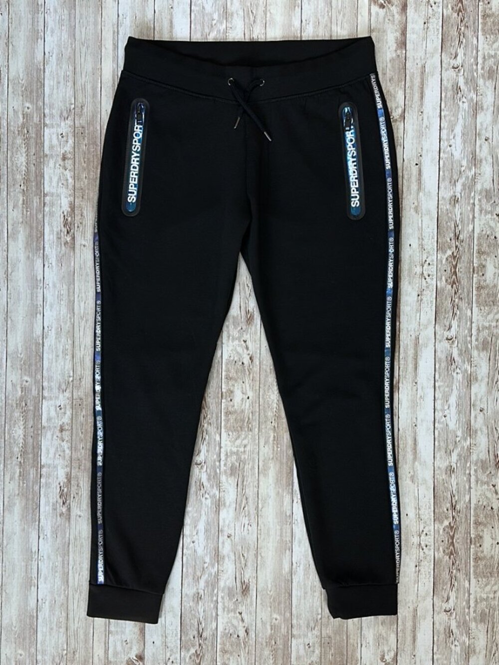 SuperDry Sport Core Gym Tech Panel Joggers sz 10 Women's Black Zip Pockets Lift